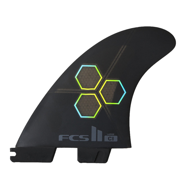 FCS II CHANNEL ISLANDS PC LARGE BLACK FLAME TRI FINS