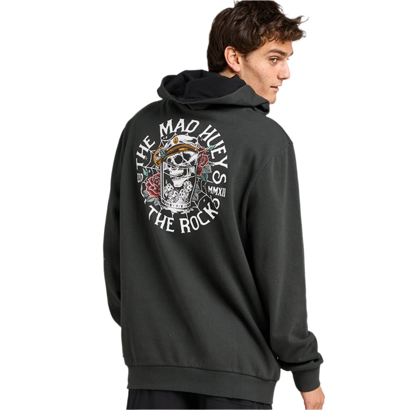 MAD HUEYS ON THE ROCKS HOODED PULLOVER VINTAGE BLACK
