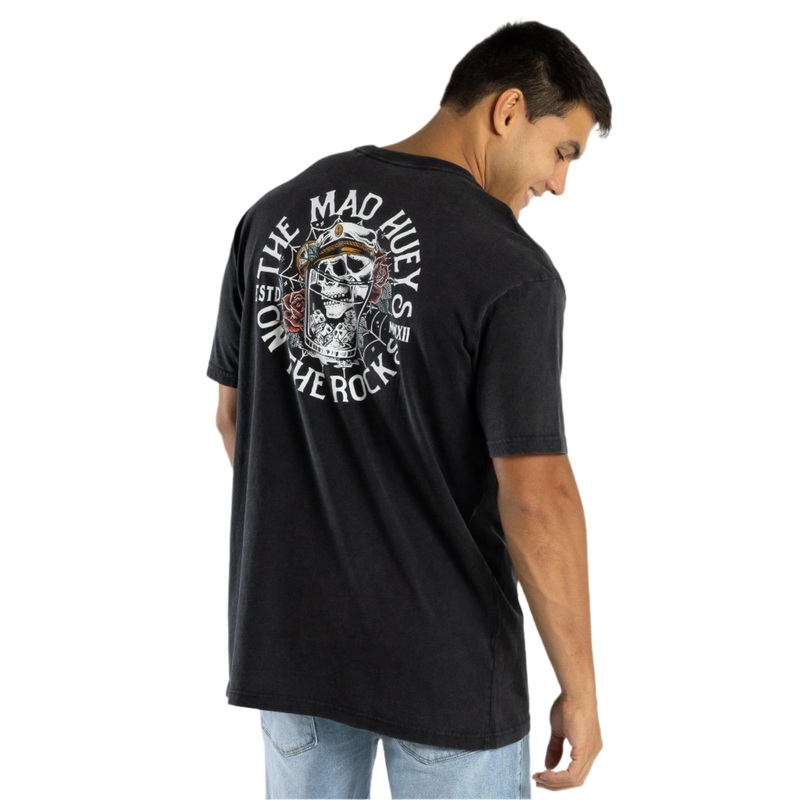 MAD HUEYS ON THE ROCKS TEE WASHED BLACK