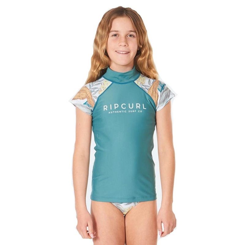 RIP CURL GIRLS SHORT SLEEVE GREEN UV TEE
