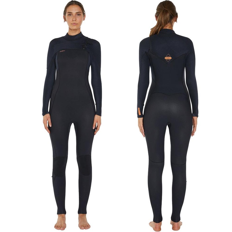 O'NEILL WOMENS HYPERFREAK 4/3MM CHEST ZIP STEAMER BLACK