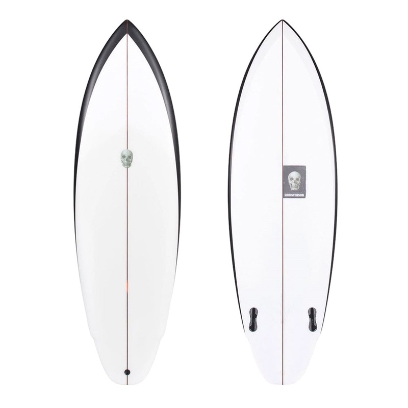 CHRISTENSON 5'11 LANE SPLITTER SQUASH TWIN FIN SURFBOARD BLACK RAIL SPRAY