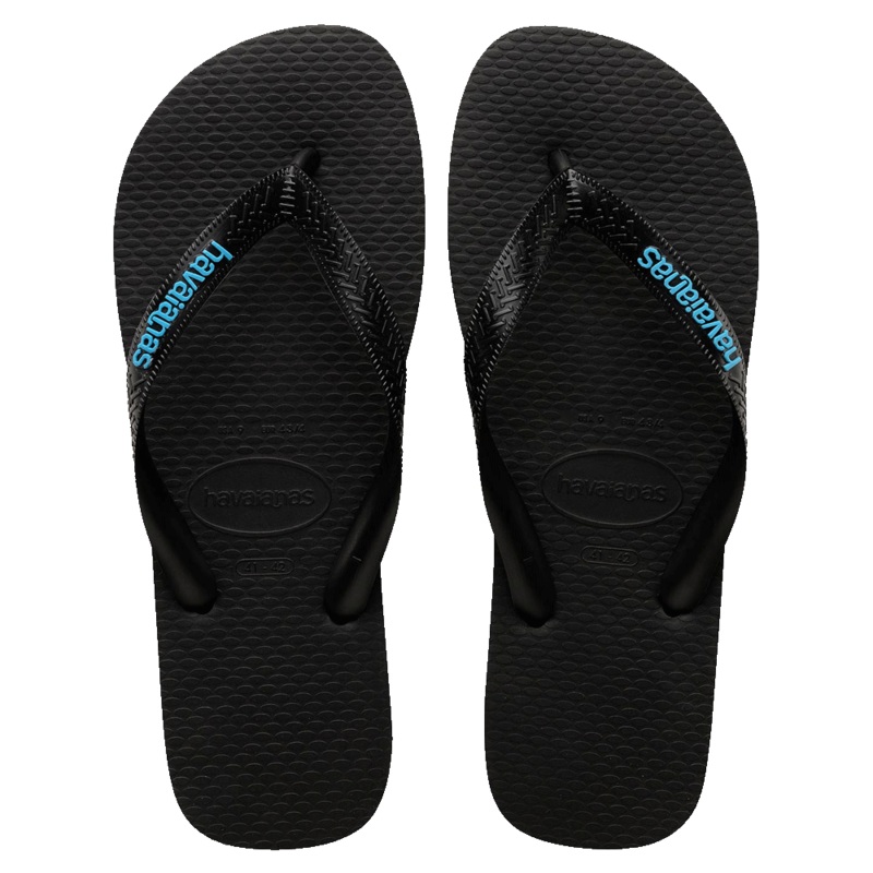 HAVAIANAS LOGO FILETE BLACK LIGHT BLUE