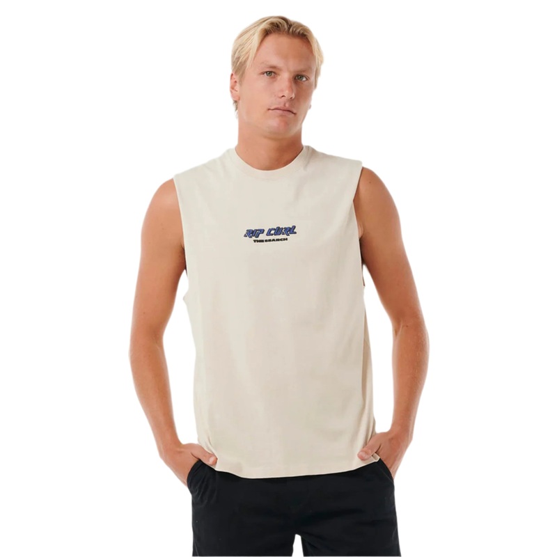 RIP CURL QUEST LOCK UP MUSCLE VINTAGE WHITE