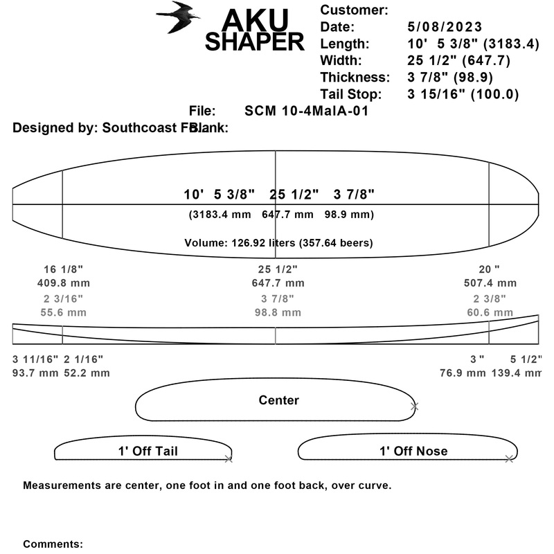 SOUTHCOAST BLANK 10'4 X1 CEDAR 9MM STRINGER