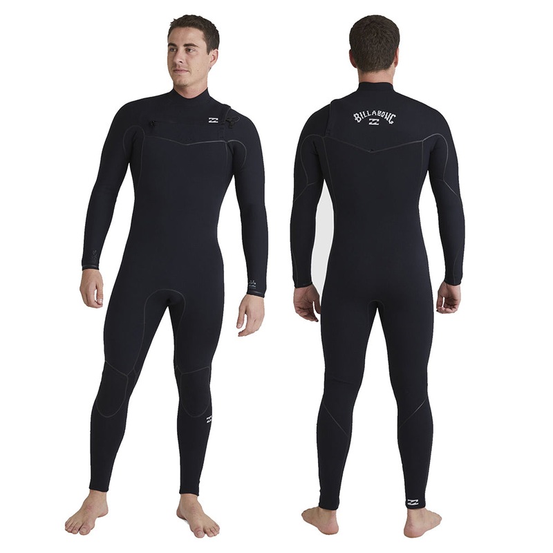 BILLABONG MENS FURNACE 3/2MM COMP CHEST ZIP STEAMER BLACK