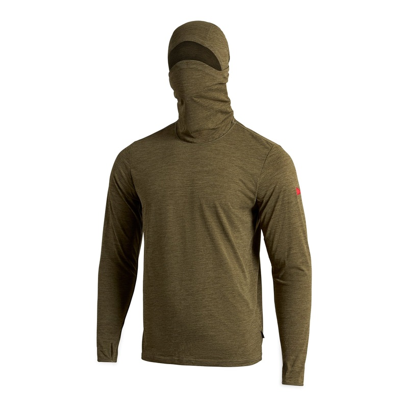 FLORENCE MARINE X AIRTEX BALACLAVA LS HOODED SHIRT BURNT OLIVE
