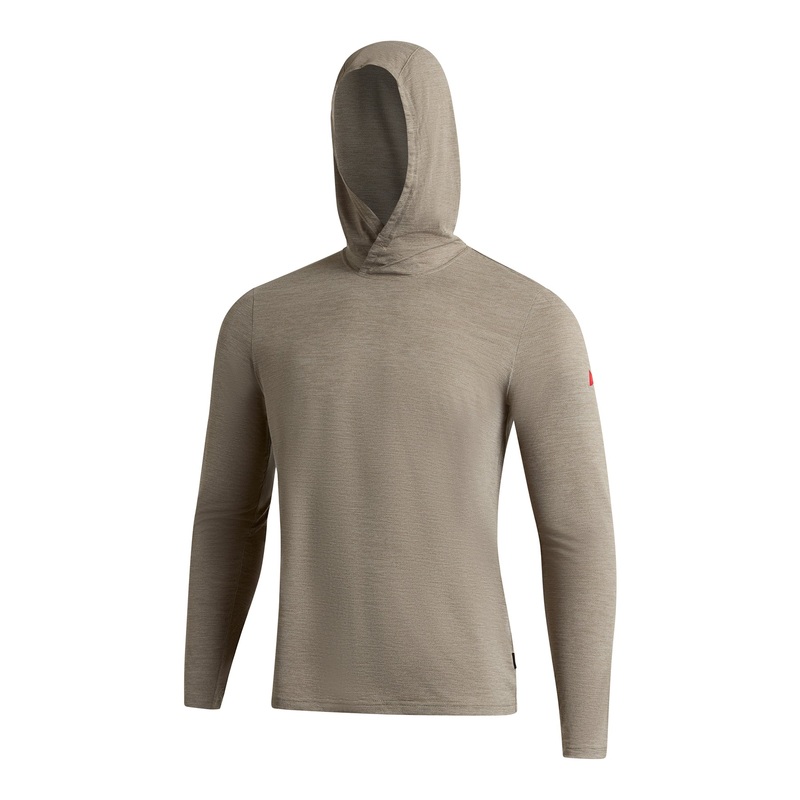 FLORENCE MARINE X AIRTEX LONG SLEEVE HOODED SHIRT HEATHER VINTAGE KHAKI