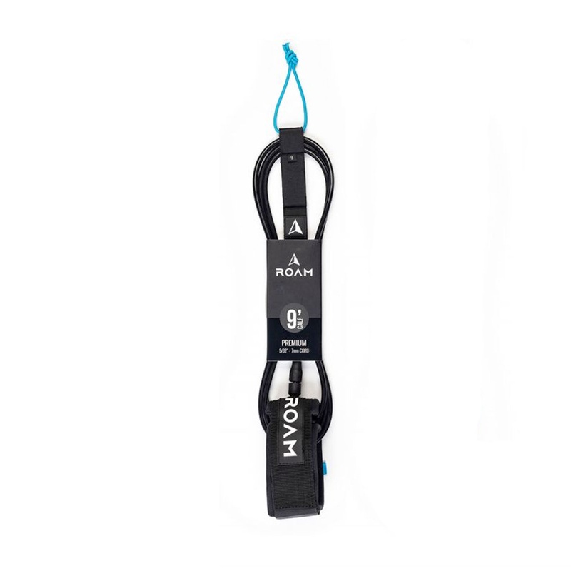 Roam Premium Longboard Calf Surfboard Leash - 9'/Black