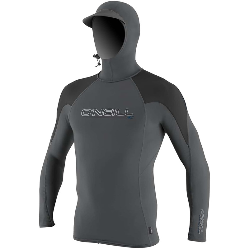 O'Neill Skins O'Zone Men's L/S Hooded Rashguard - Smoke/Raven
