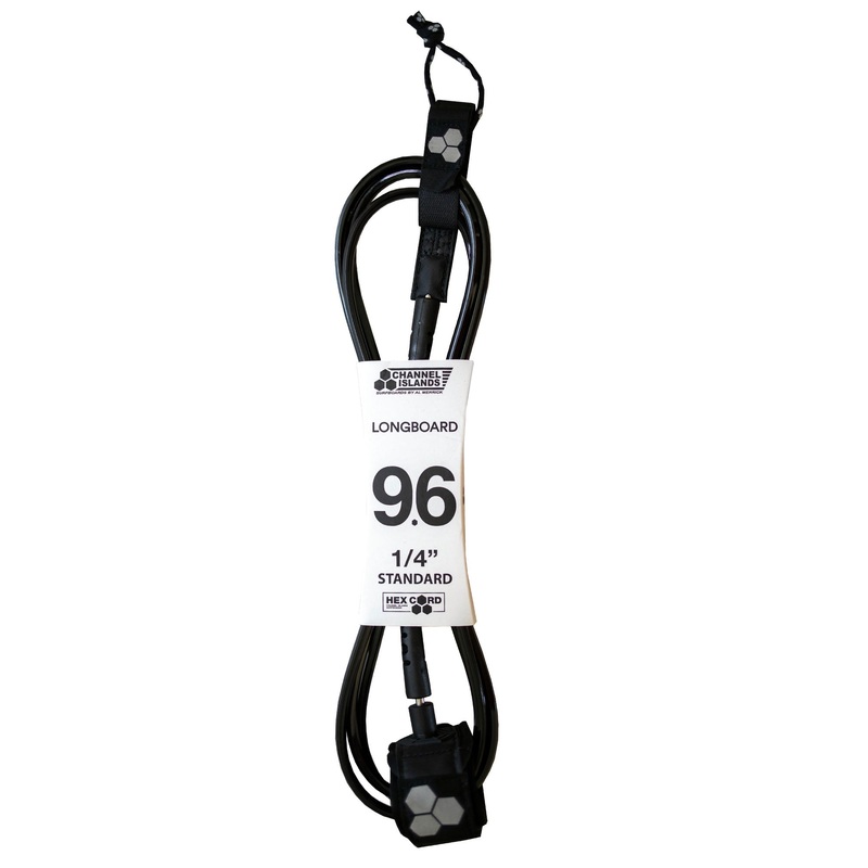 Channel Islands Longboard Hex Cord Standard Surfboard Leash - 9'6" x 1/4"/Black