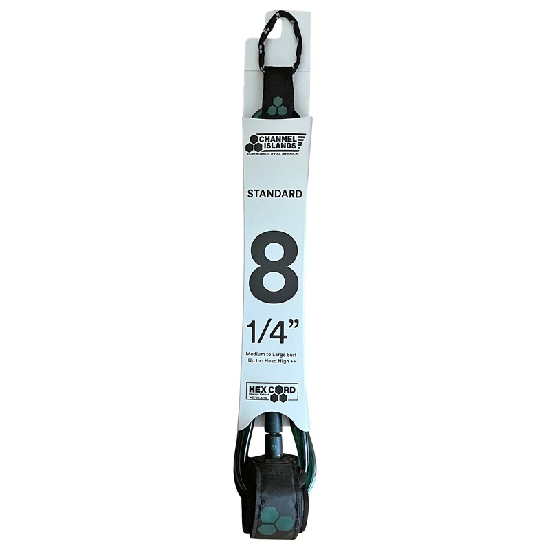 Channel Islands Hex Cord Standard Surfboard Leash - 8' x 1/4"/Green