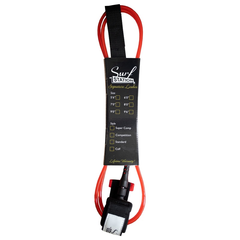 Surf Station Signature Series Surfboard Leash - 6'/Red