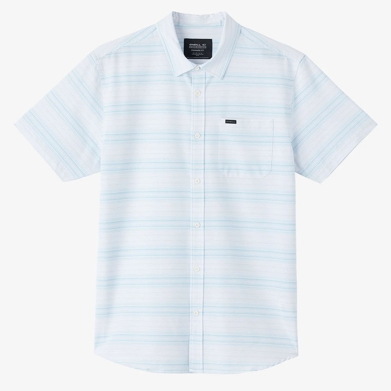 O'Neill Trvlr UPF Transverse Standard Stripe Men's S/S Dress Shirt - White