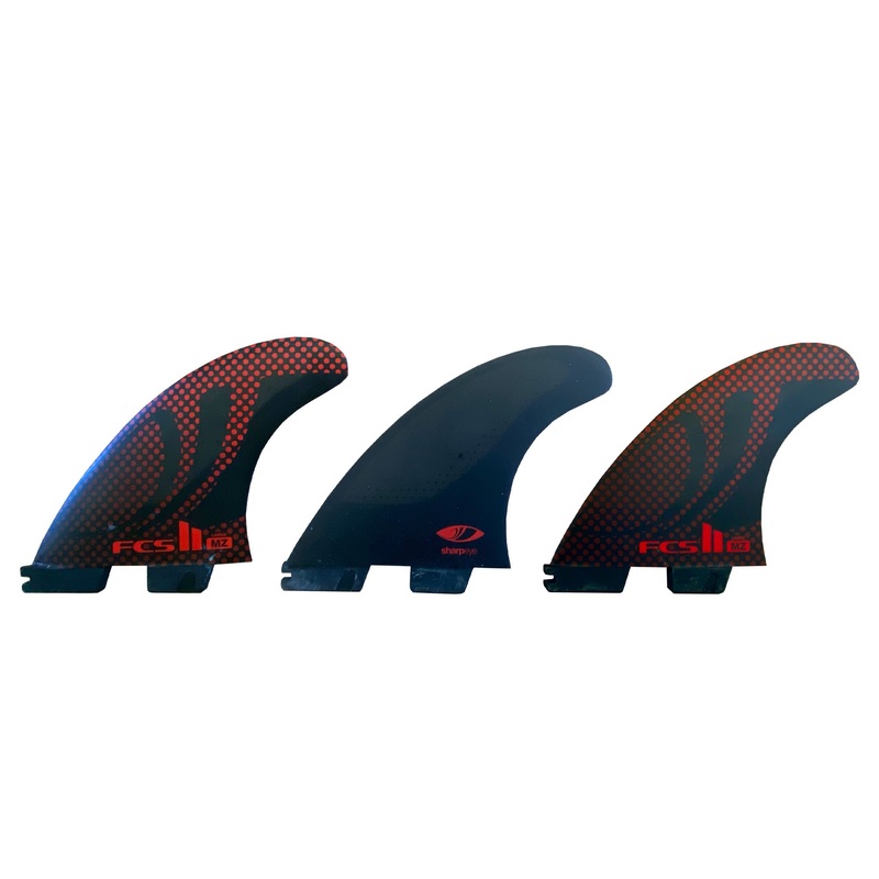 Used FCS II Sharp Eye PC Tri Surfboard Fins - Large/Black