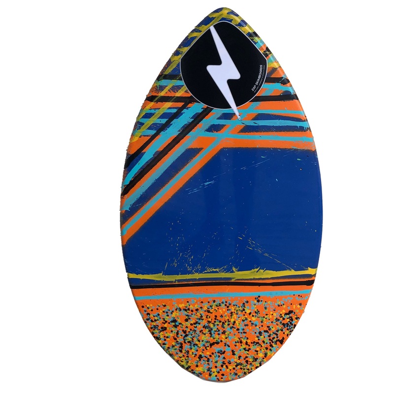 Zap 35" Mini Lazer Skimboard - Orange/Blue Slant Lines