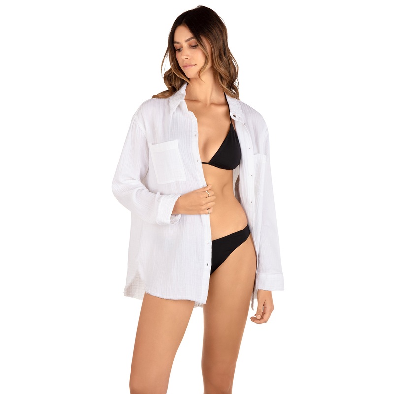 Solid Ls Button Front Shirt